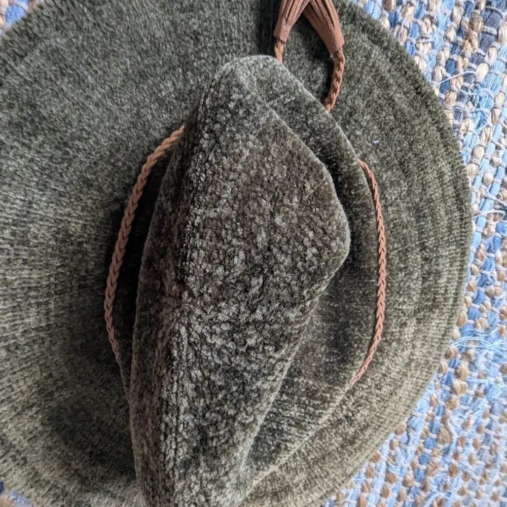 Altar'd State Olive Green Textured Wide Brim Hat One Size Western Rustic Boho Br